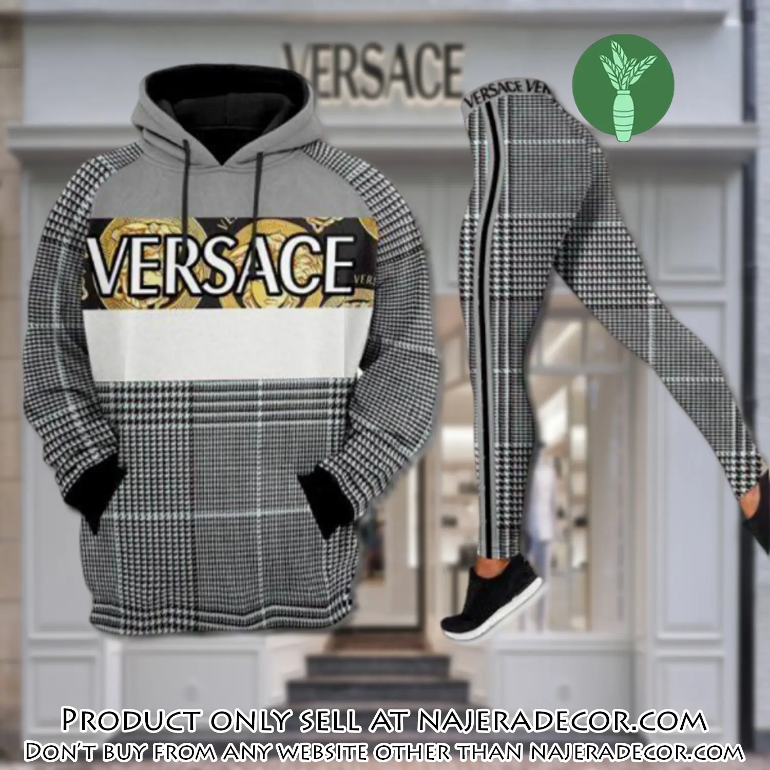 Gianni versace black white hoodie legging set luxury for women njr2610844